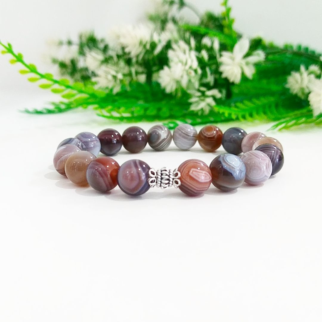 Botswana-Achat 10 mm Natursteinarmband