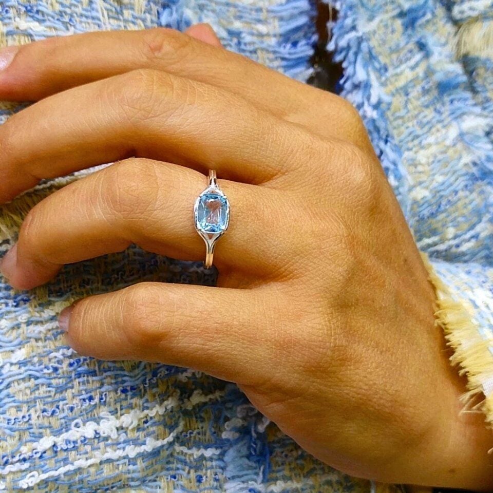 Blue Topaz Special Design Ring - OTS1136