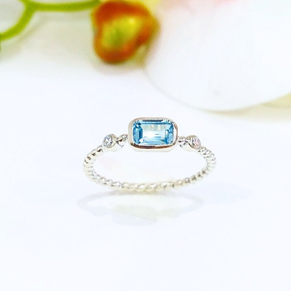 Mavi Topaz Özel Tasarım Yüzük - OTS1138