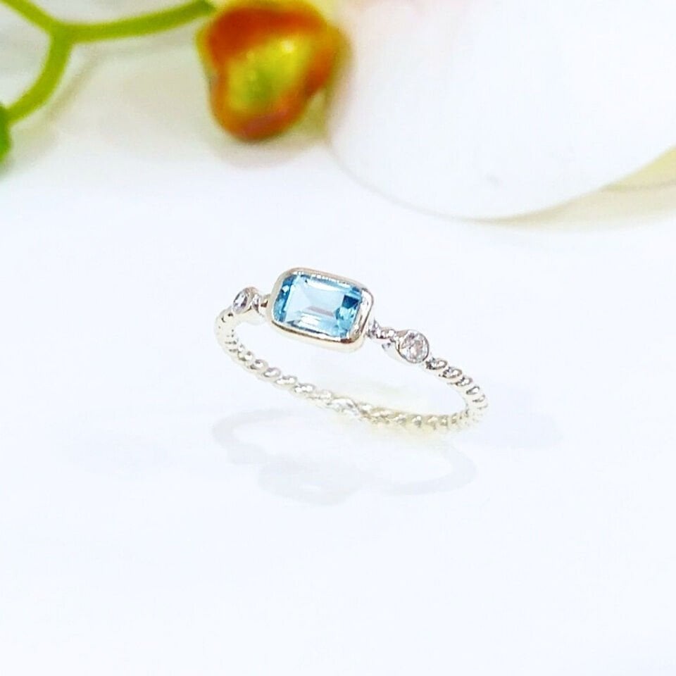 Mavi Topaz Özel Tasarım Yüzük - OTS1138