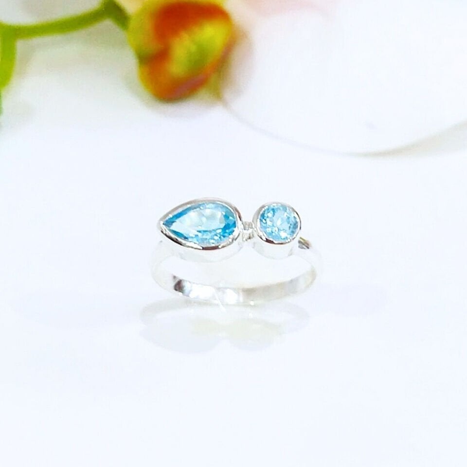 Blue Topaz Special Design Ring - OTS1139