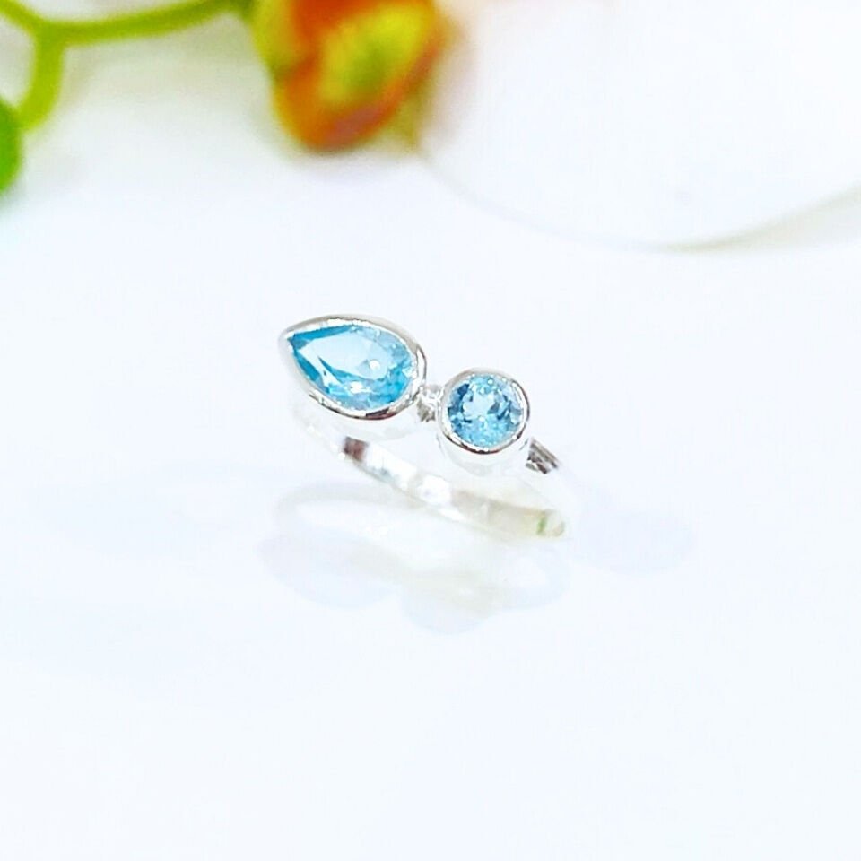 Blue Topaz Special Design Ring - OTS1139