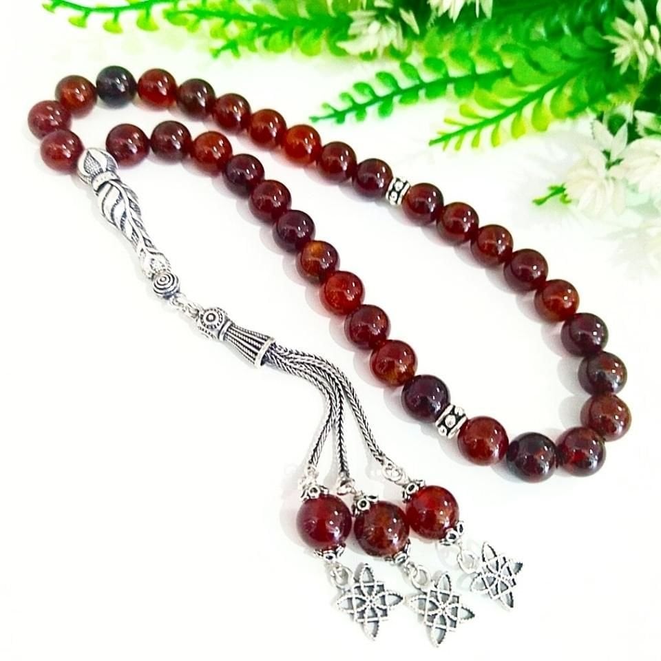 Hessonit Garnet 8mm Doğal Taş Tesbih