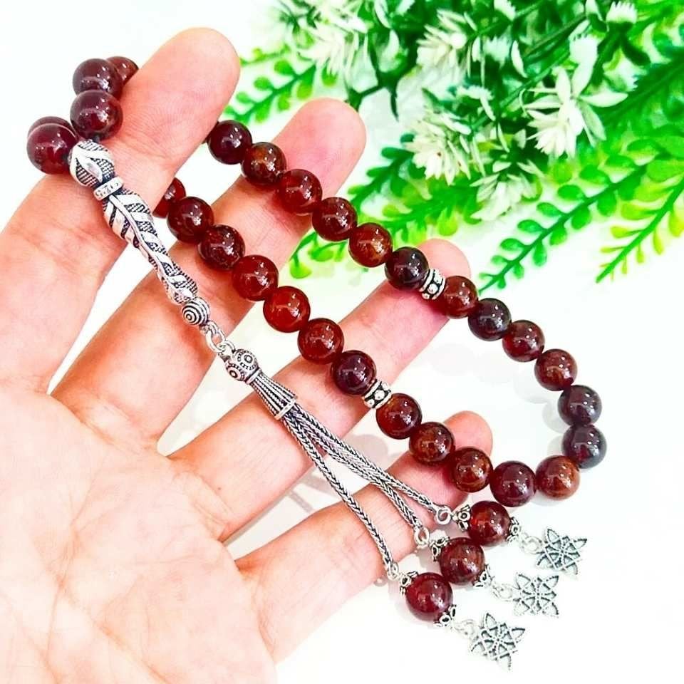 Hessonit Garnet 8mm Doğal Taş Tesbih