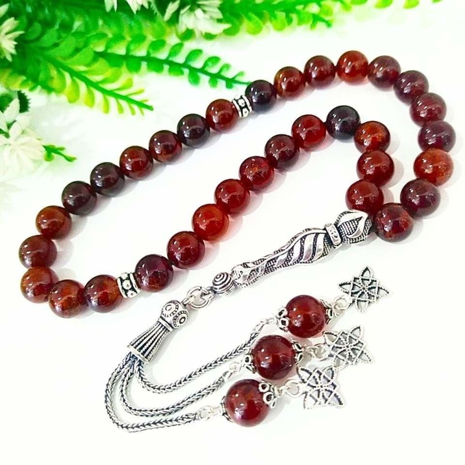 Hessonit Garnet 8mm Doğal Taş Tesbih