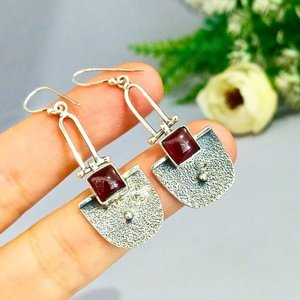 Hessonit Garnet Özel Tasarım Küpe