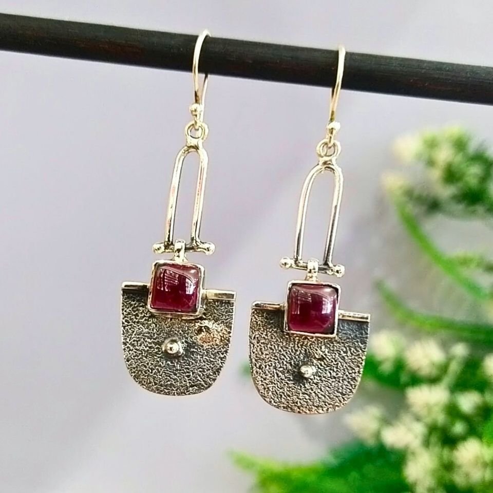 Hessonit Garnet Özel Tasarım Küpe