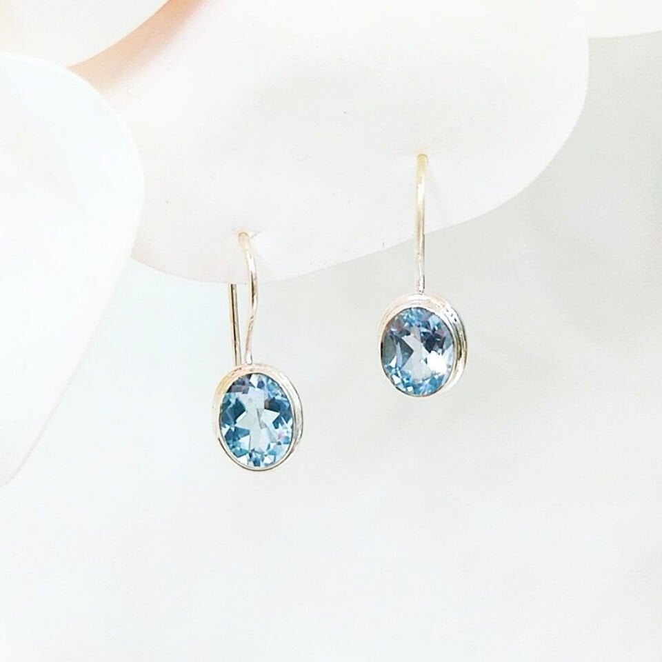 Mavi Topaz Özel Tasarım Küpe - KP959