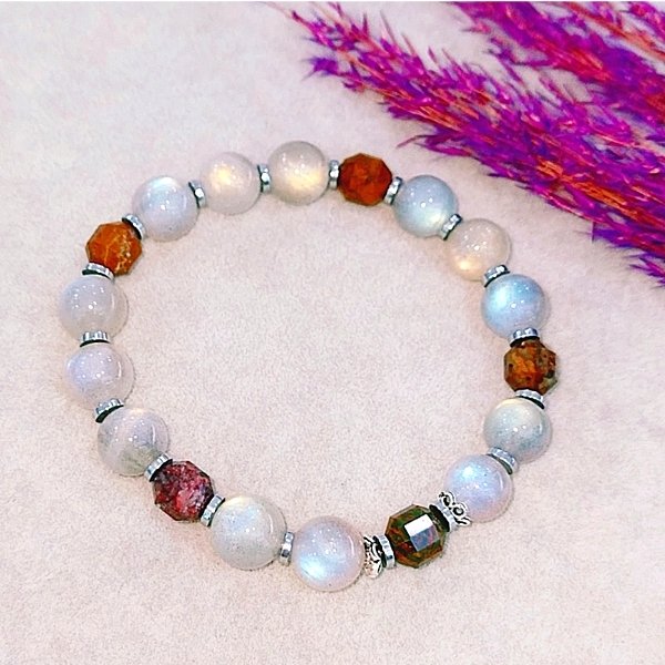 Labradorit & Jaspis Naturstein Armband