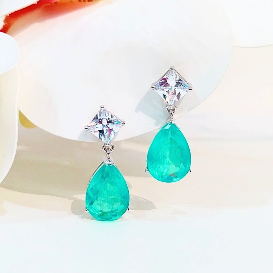 Paraiba Turmalin Özel Tasarım Küpe - KP972