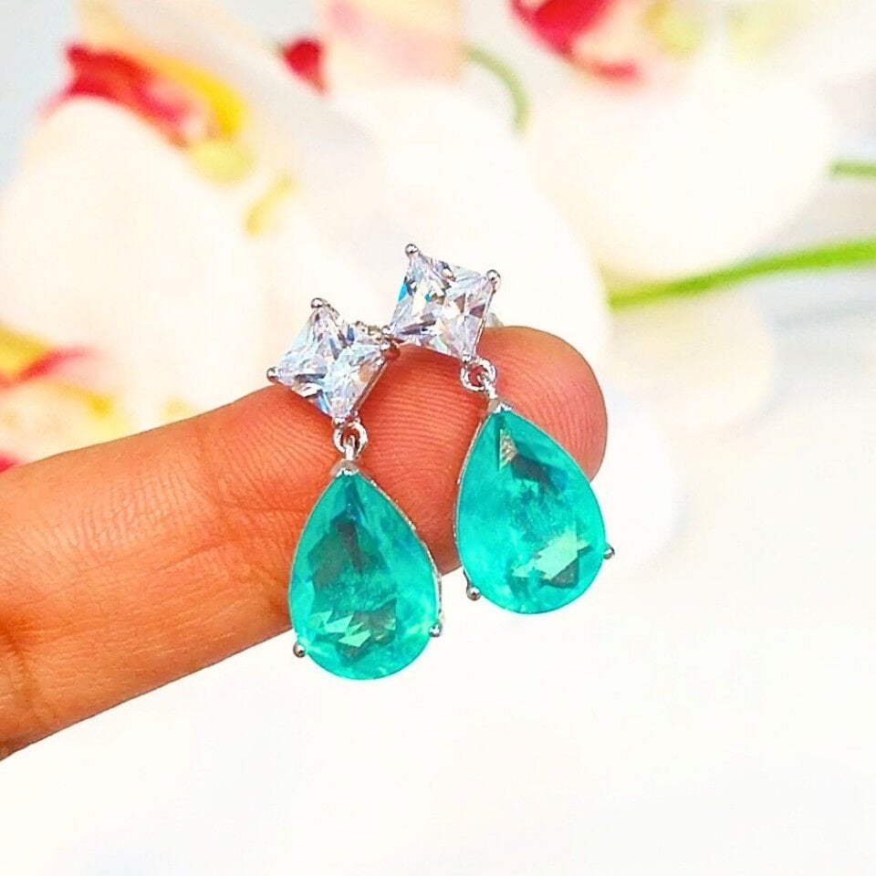Paraiba Turmalin Özel Tasarım Küpe - KP972