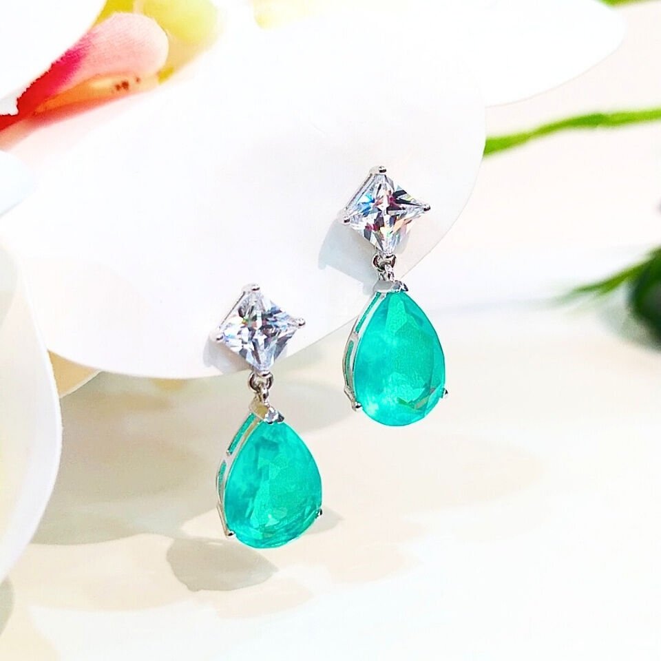 Paraiba Turmalin Özel Tasarım Küpe - KP972