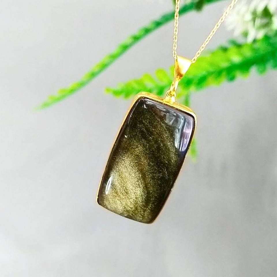 Gold Obsidyen Taşı Kolye O01
