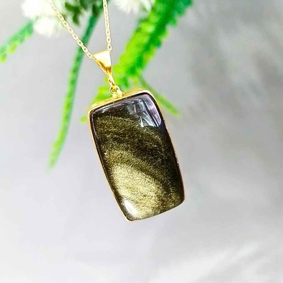 Gold Obsidyen Taşı Kolye O01