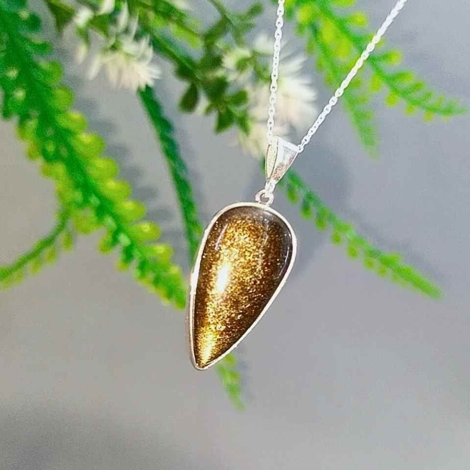 Gold Obsidyen Taşı Kolye O05