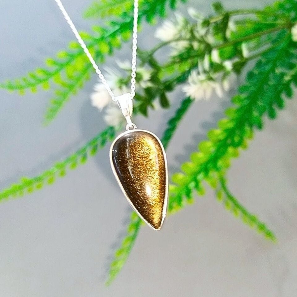 Gold Obsidian Stone Necklace O05