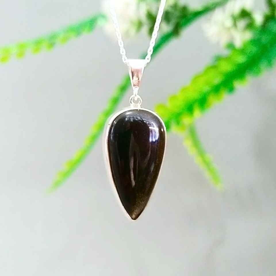 Gold Obsidian Stone Necklace O05