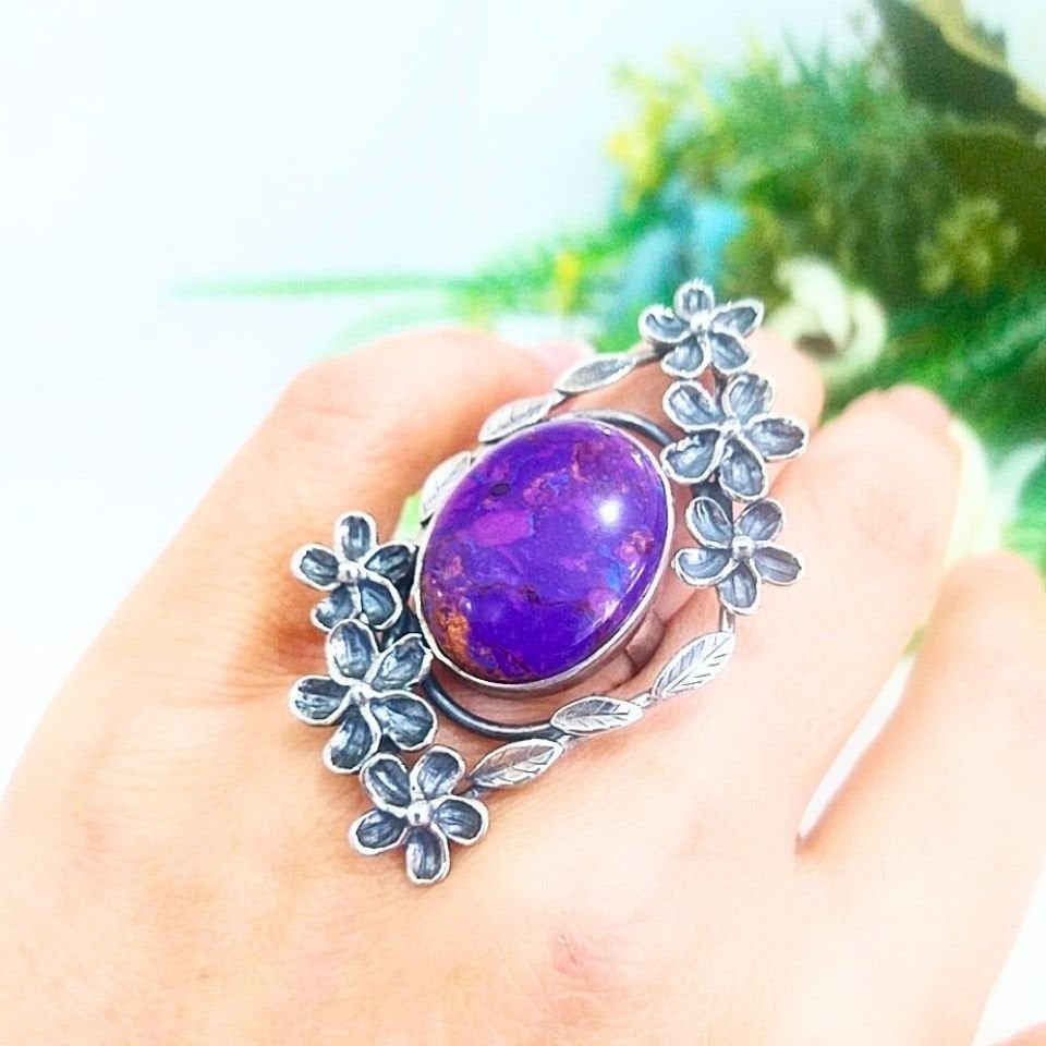 Purple Mor Turkuaz Özel Tasarım Yüzük - ÖTS982