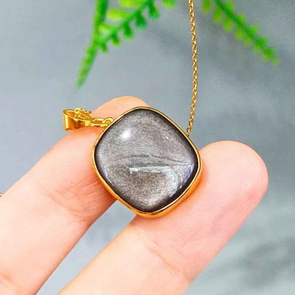Silver Obsidyen Taşı Kolye O08