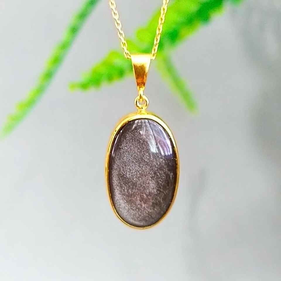 Silver Obsidian Stone Necklace O09