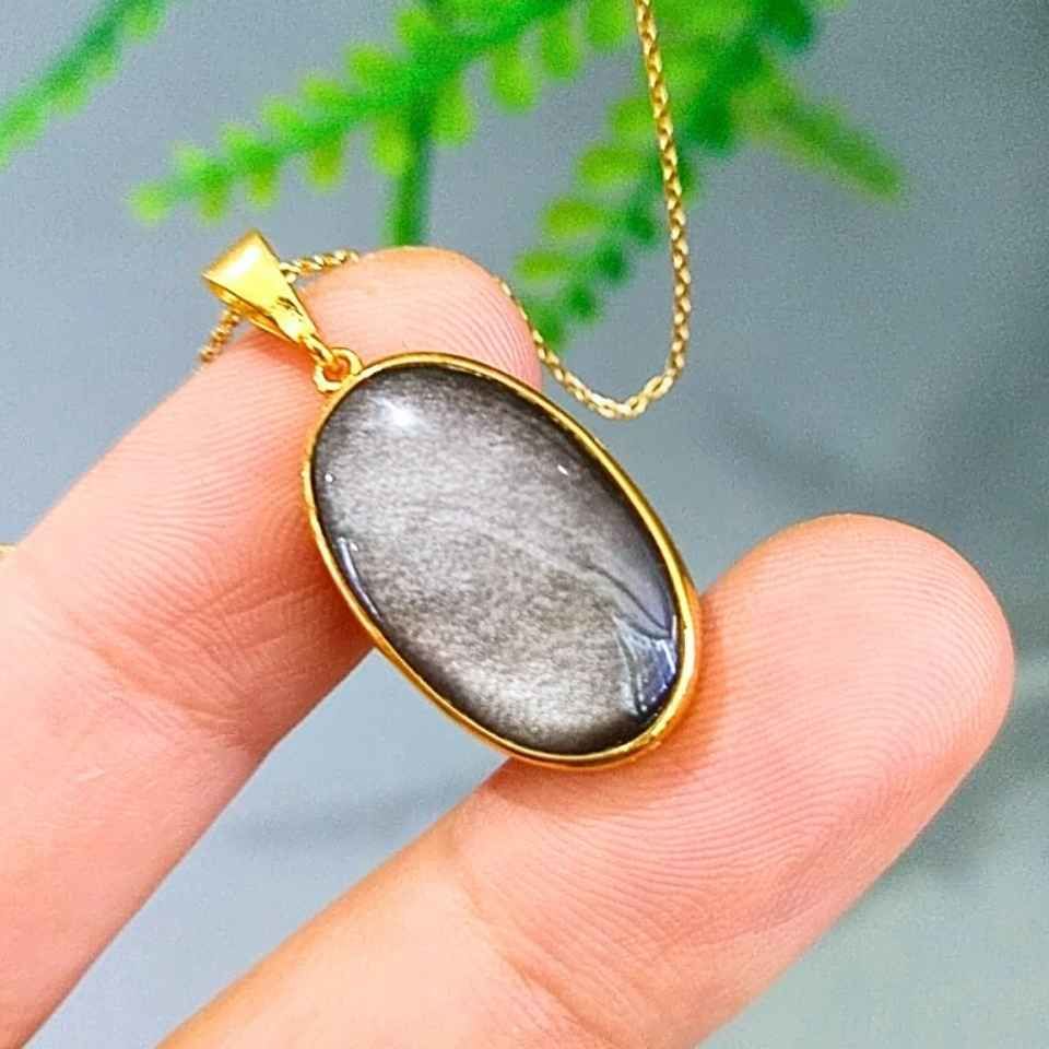 Silver Obsidyen Taşı Kolye O09