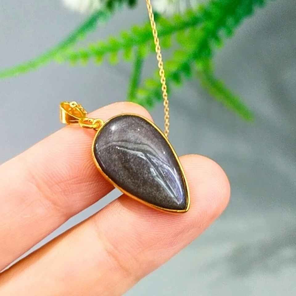Silver Obsidyen Taşı Kolye O10