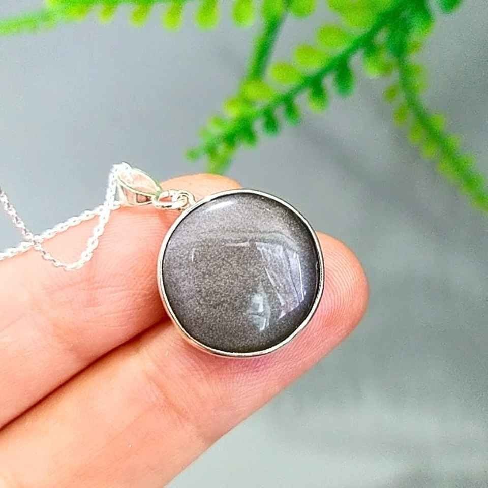 Silver Obsidyen Taşı Kolye O11