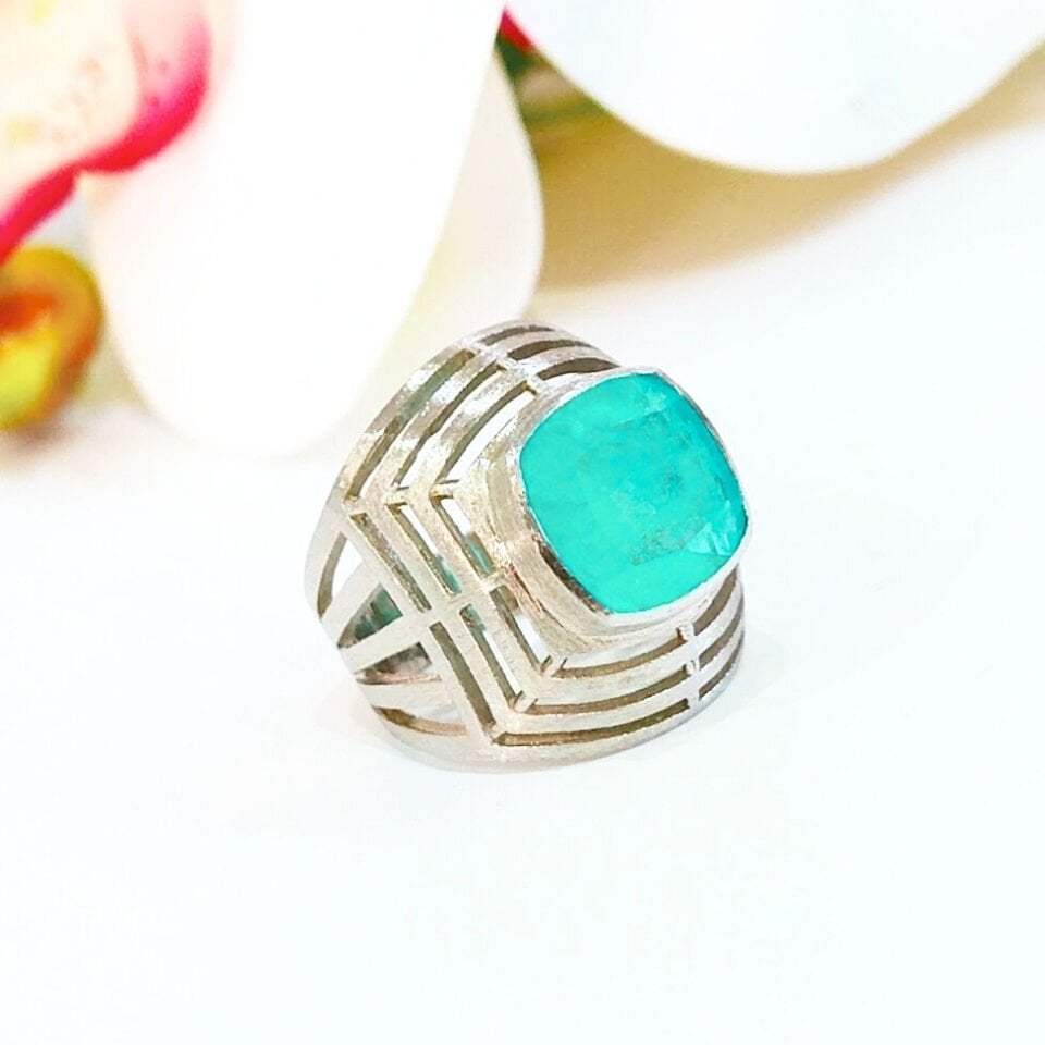Paraiba Turmalin Özel Tasarım Yüzük - OTS1149