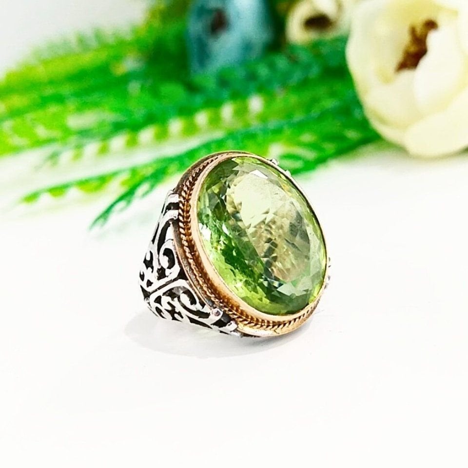 Green Topaz Taşı Erkek Yüzük - ERY38