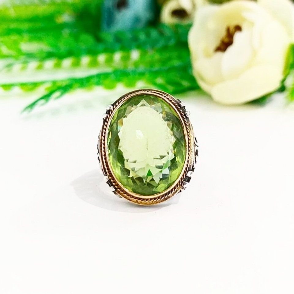 Green Topaz Taşı Erkek Yüzük - ERY38