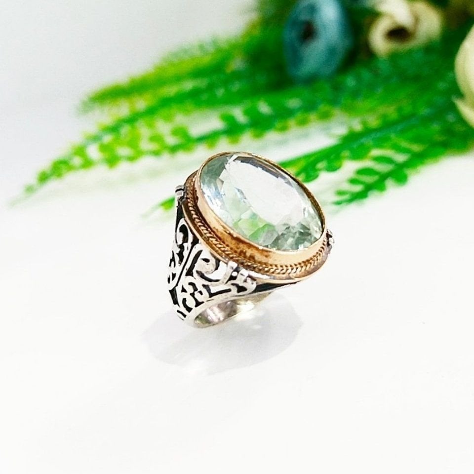 Green Topaz Taşı Erkek Yüzük - ERY41