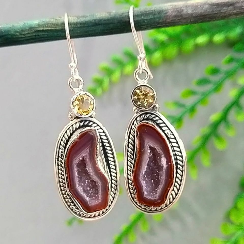 Druzy Akik Özel Tasarım Küpe