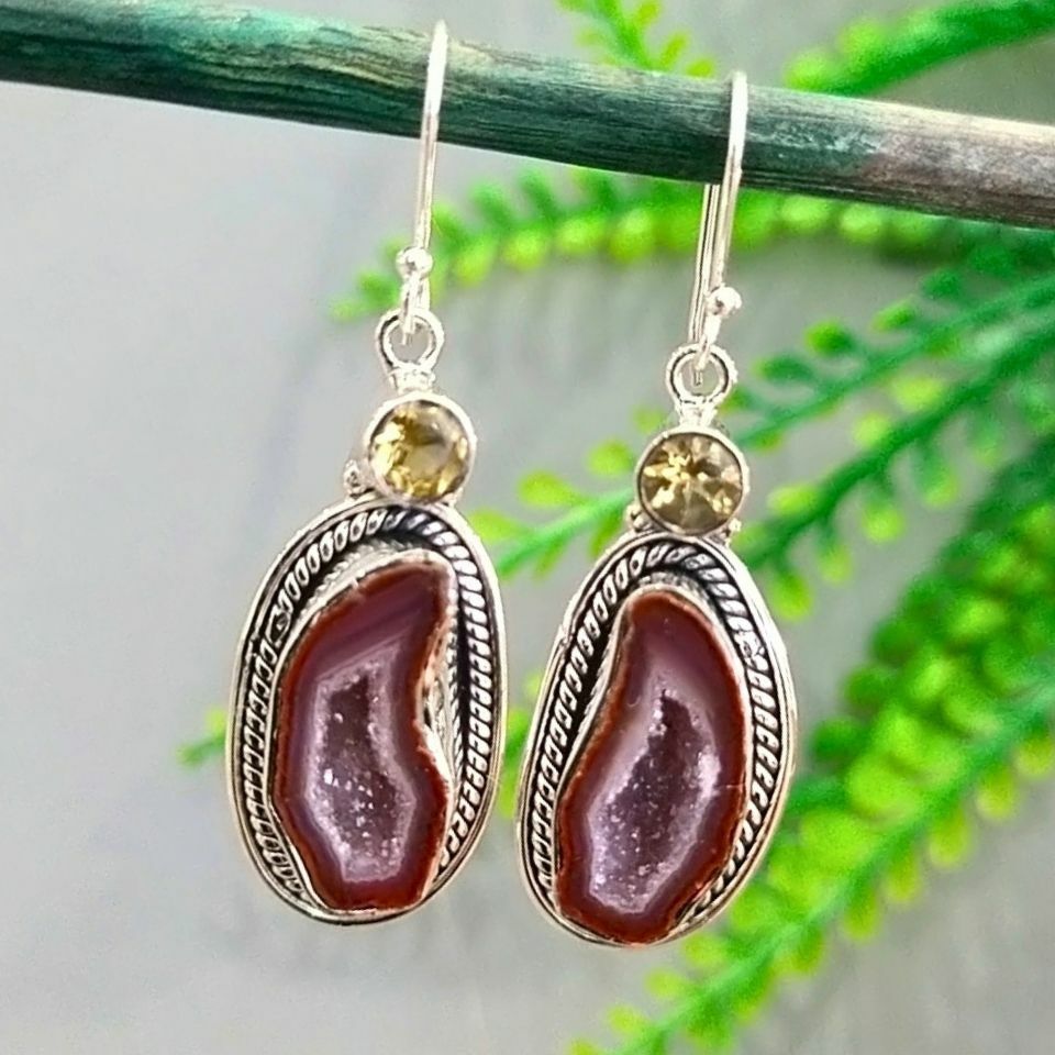 Druzy Akik Özel Tasarım Küpe