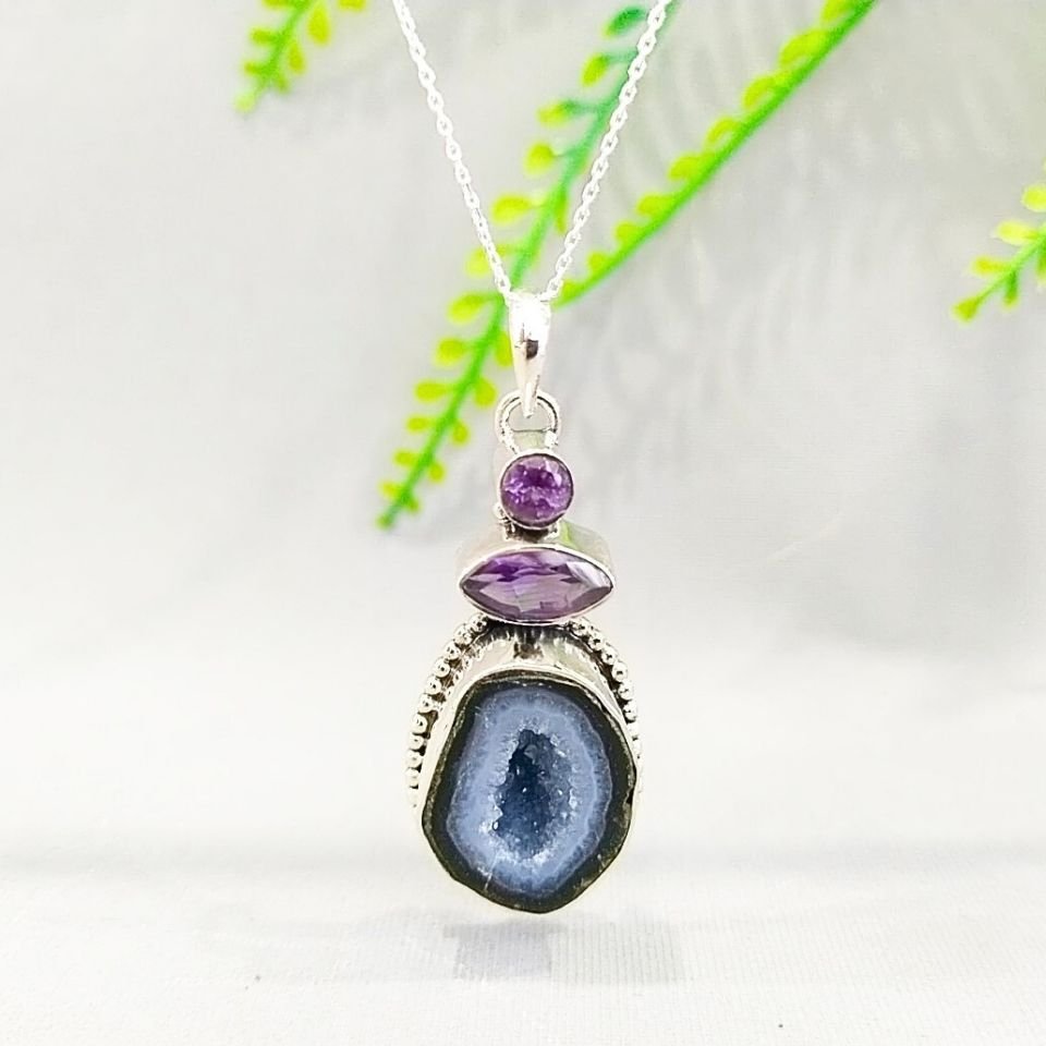 Black Druzy Akik Özel Tasarım Kolye