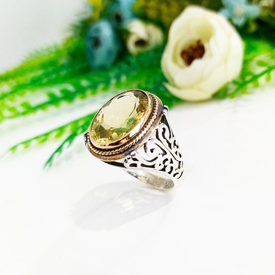 Limon Topaz Taşı Erkek Yüzük – ERY43