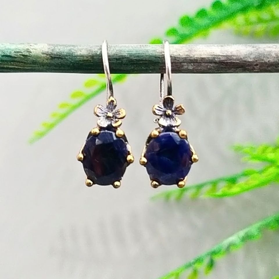 Safir Taşı Özel Tasarım Küpe