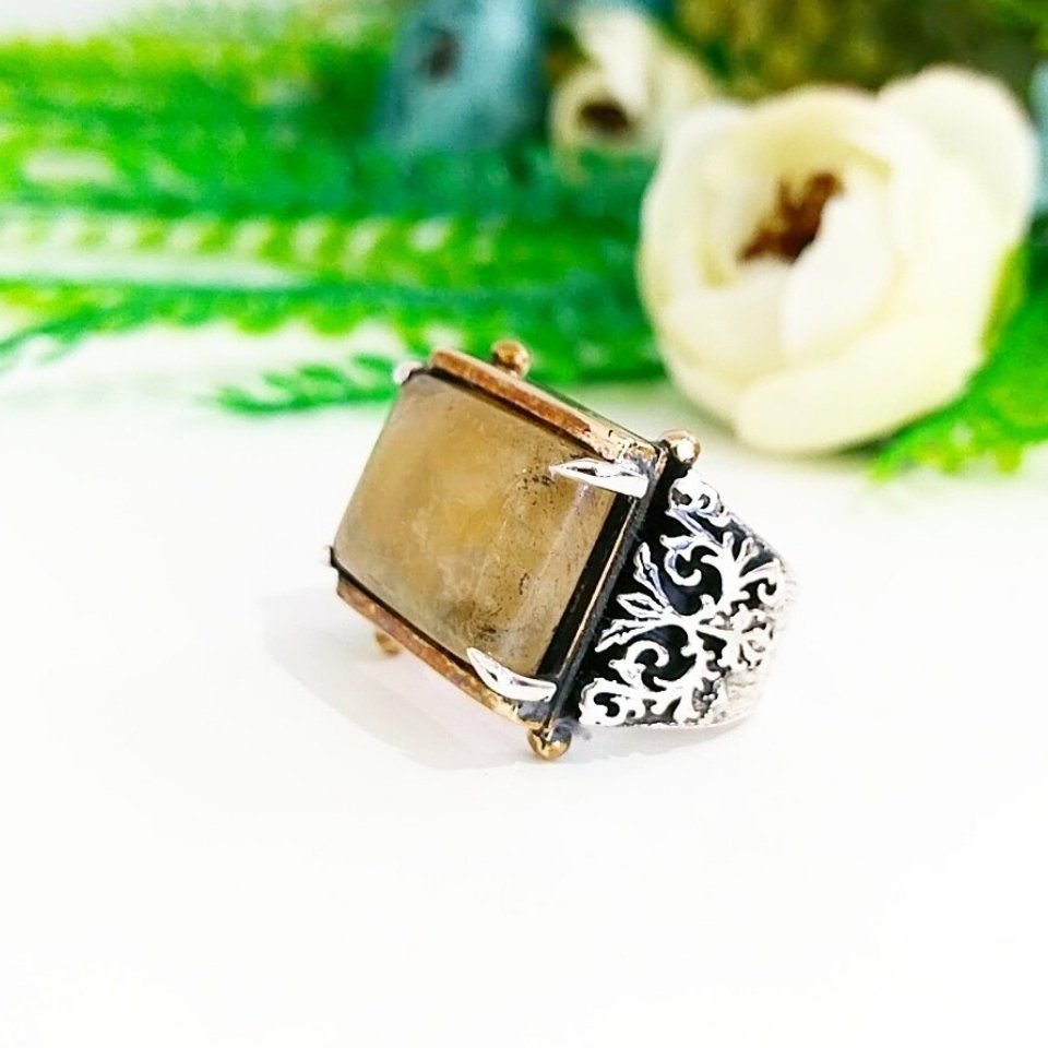 Yellow Quartz Stone Men's Ring - ERY52