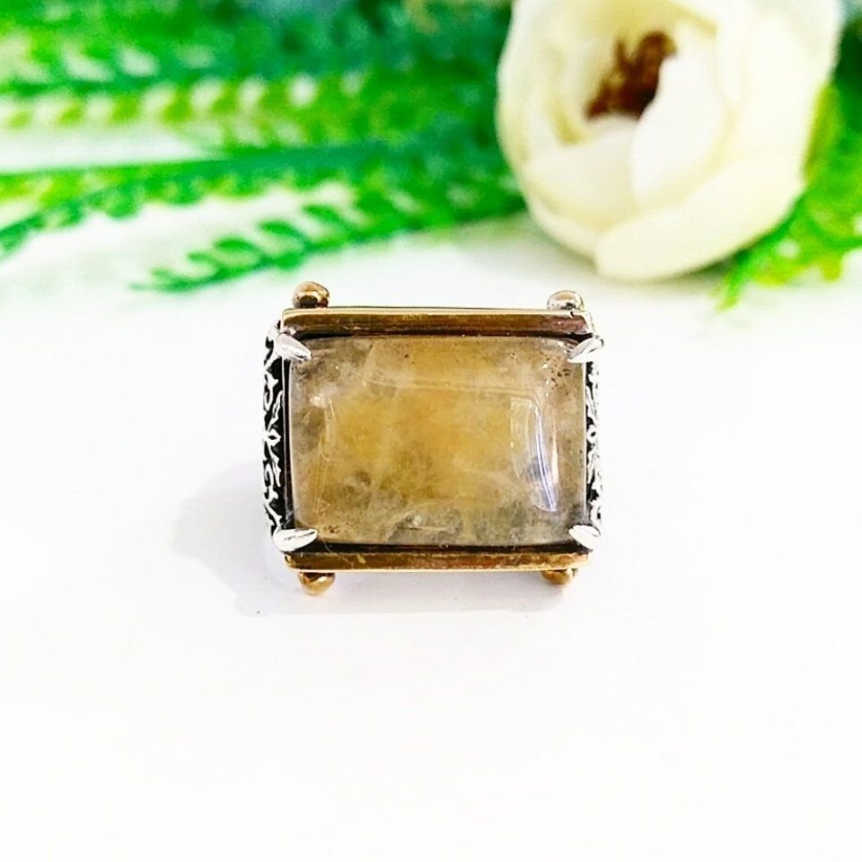 Yellow Quartz Stone Men's Ring - ERY52