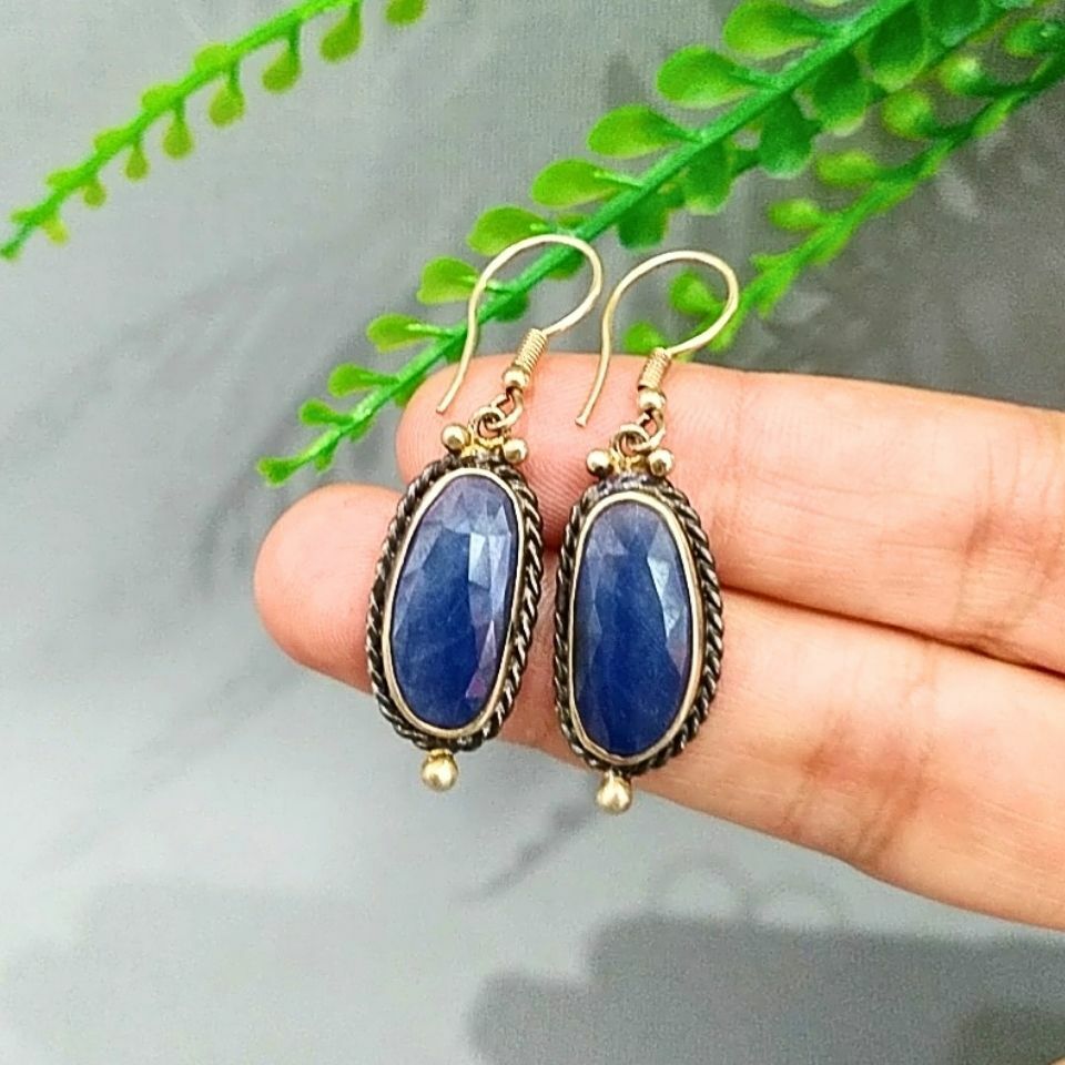 Safir Taşı Özel Tasarım Küpe