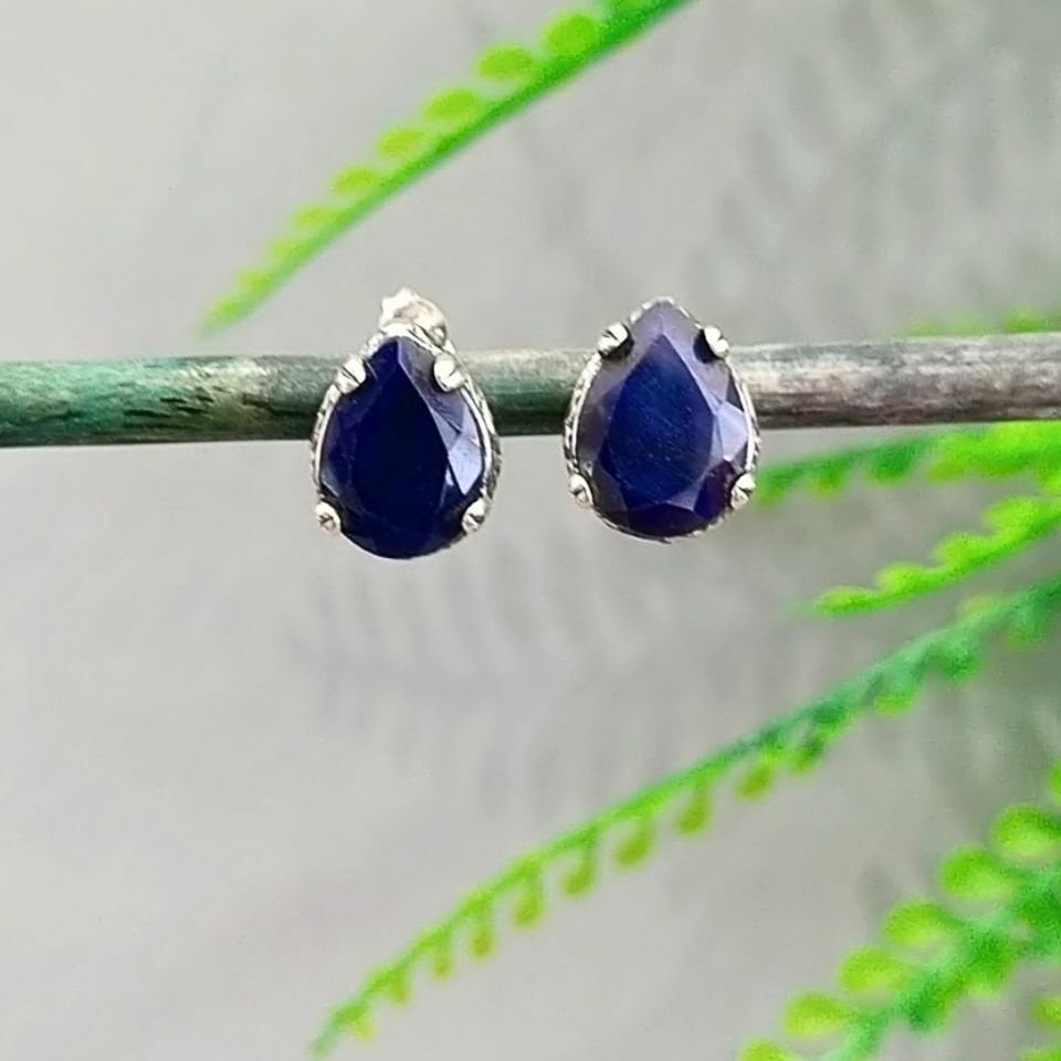 Safir Taşı Özel Tasarım Küpe