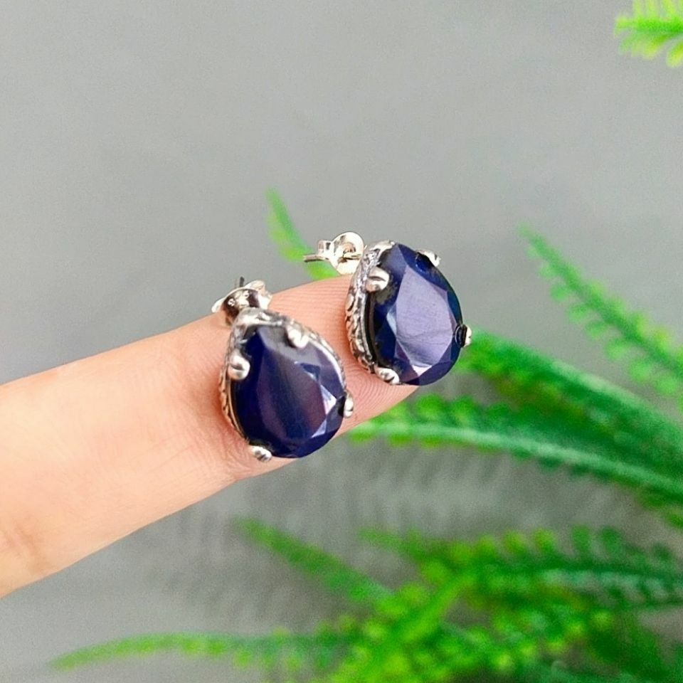 Safir Taşı Özel Tasarım Küpe