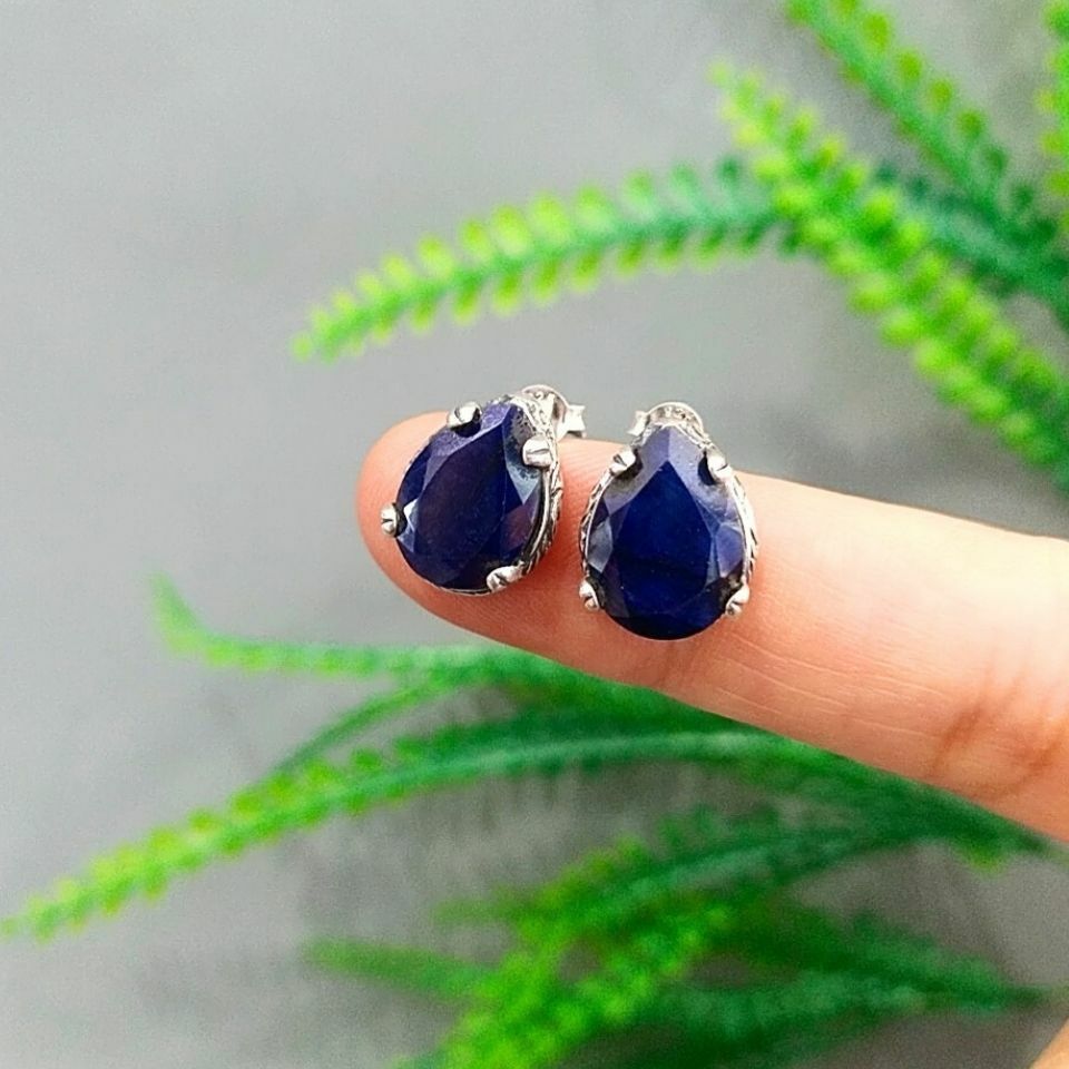 Safir Taşı Özel Tasarım Küpe