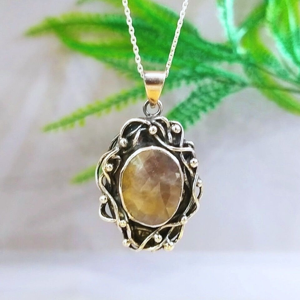 Doğal Safir Taşı Özel Tasarım Kolye – TSR1385