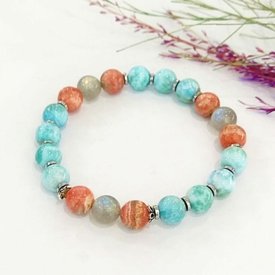 Larimar Rodokrozit Taşı Bileklik