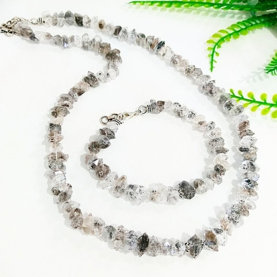 Natural Herkimer Diamond Necklace and Bracelet