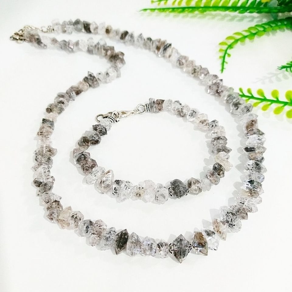 Natural Herkimer Diamond Necklace and Bracelet