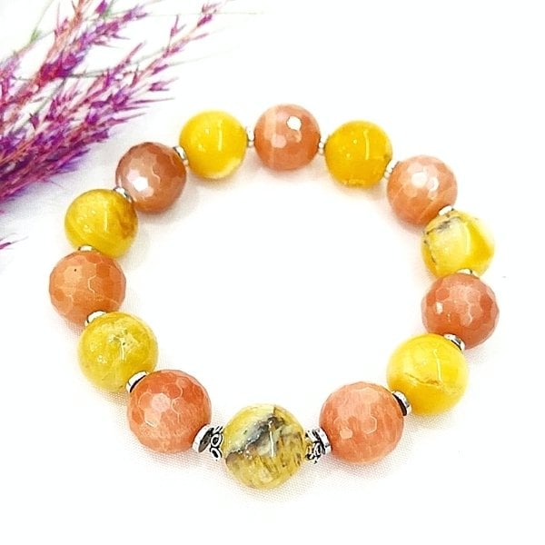 Güneş Taşı Sarı Opal Bileklik 12 mm