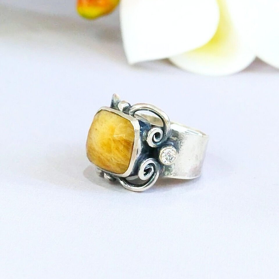 Yellow Sapphire Special Design Ring - OTS1157