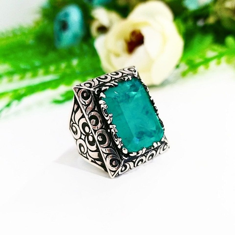 Paraiba Turmalin Taşı Erkek Yüzük - ERY64