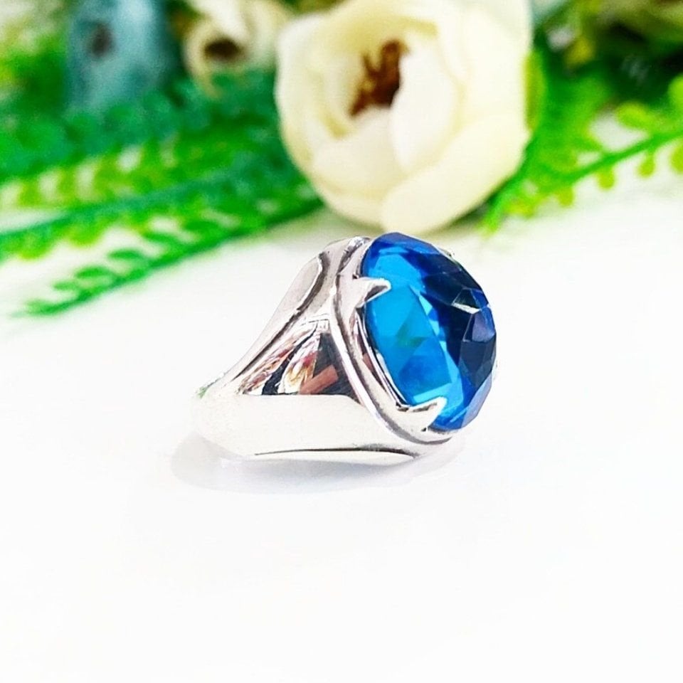 Mavi Topaz Taşı Erkek Yüzük – ERY72